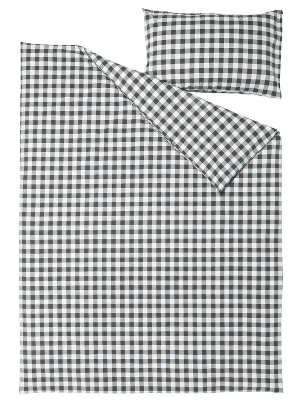 Twin Plaid Black & White Bedding Duvet and Pillow case 100% cotton